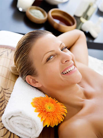 Blond smiling in spa