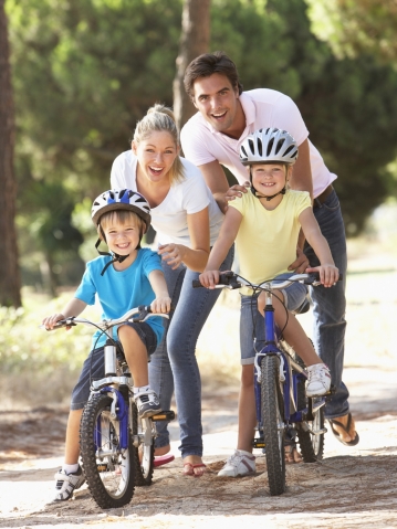 family on bikes