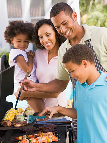 a family posing for the camera