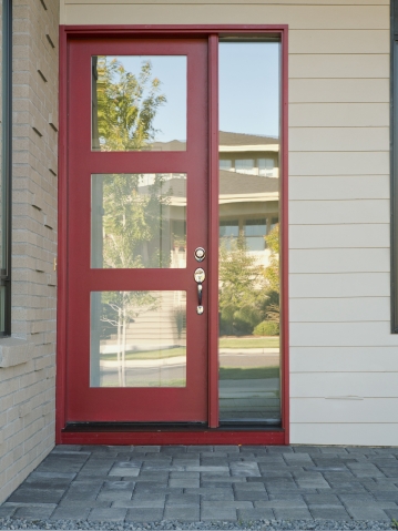 Closed modern red exterior door