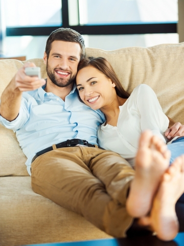 Watching TV together.